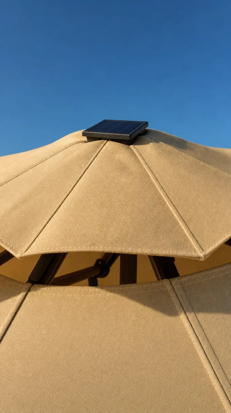 Painel solar integrado do ombrelone Sombrella